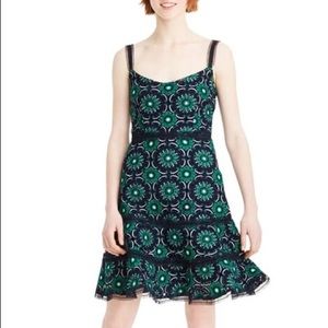 J.Crew Graphic Lace A Line Mini Dress Navy Moss